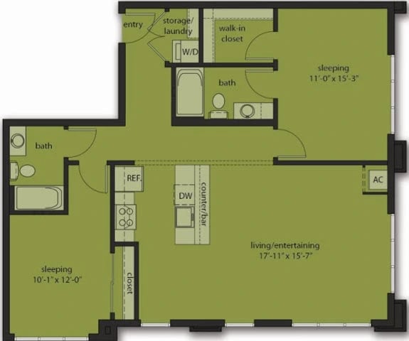Two Bedroom E7 - Upgraded floor plan