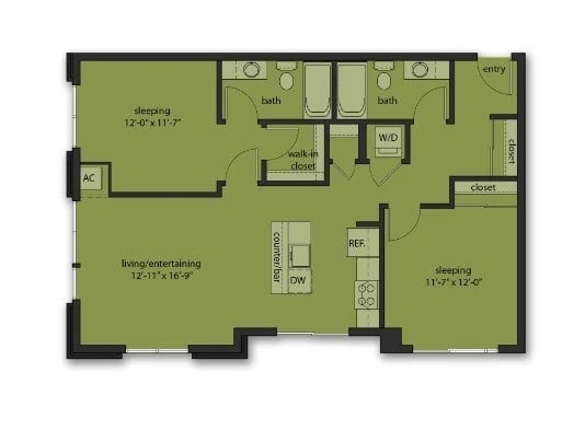 Two Bedroom E3 - Upgraded floor plan