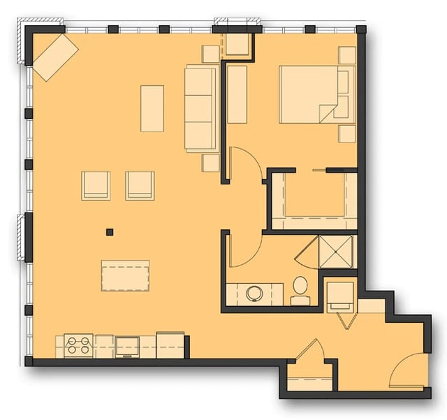 One Bedroom B.2 floor plan