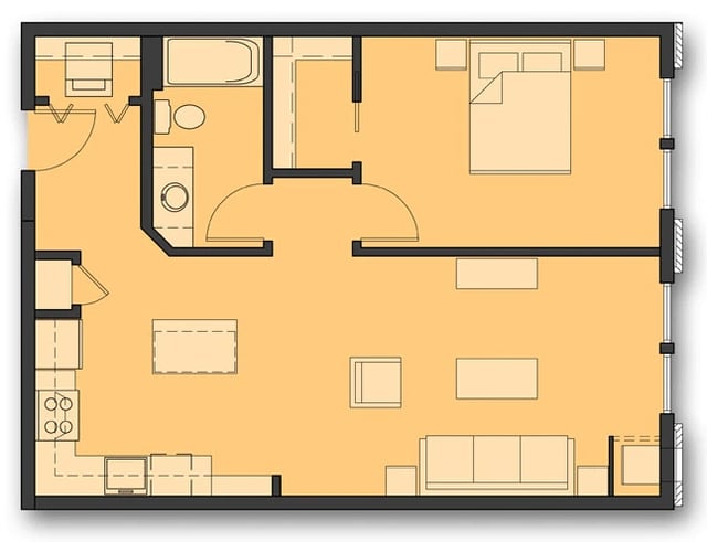 One Bedroom B.6 floor plan