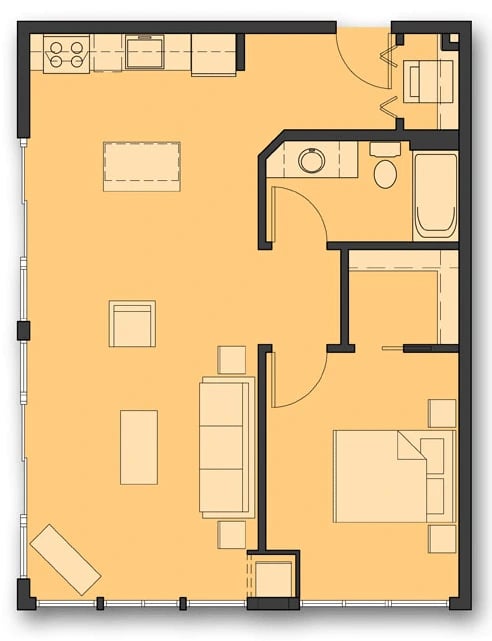 One Bedroom B.7 floor plan