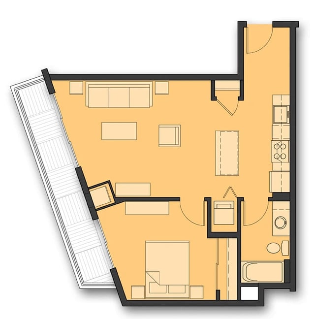 One Bedroom B.12 floor plan