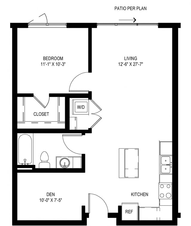 One Bedroom + Den B7 floor plan
