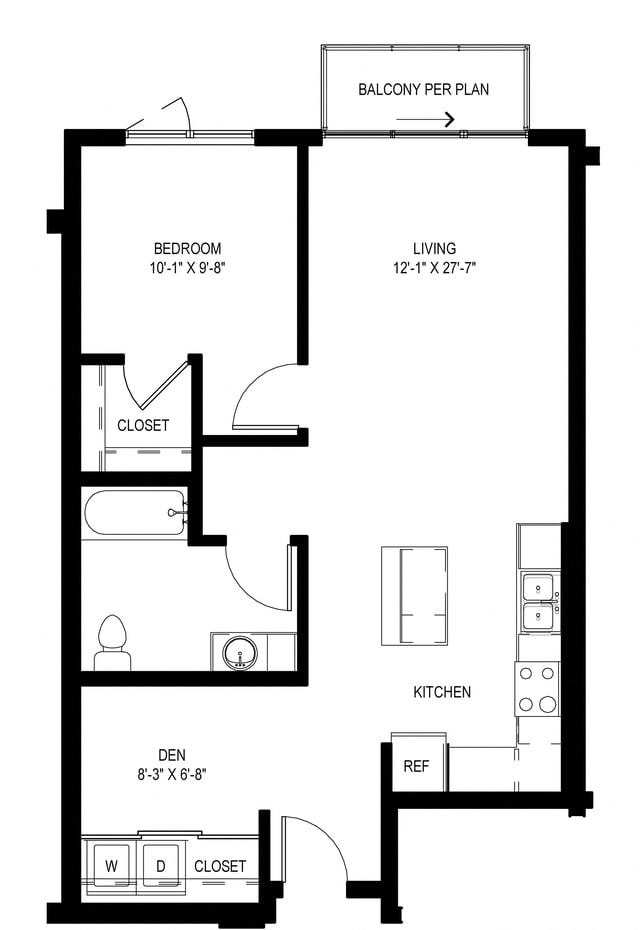 One Bedroom + Den B8 (Type A) floor plan