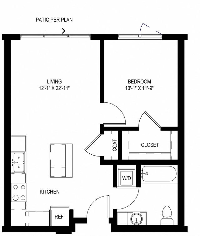 One Bedroom B1 floor plan