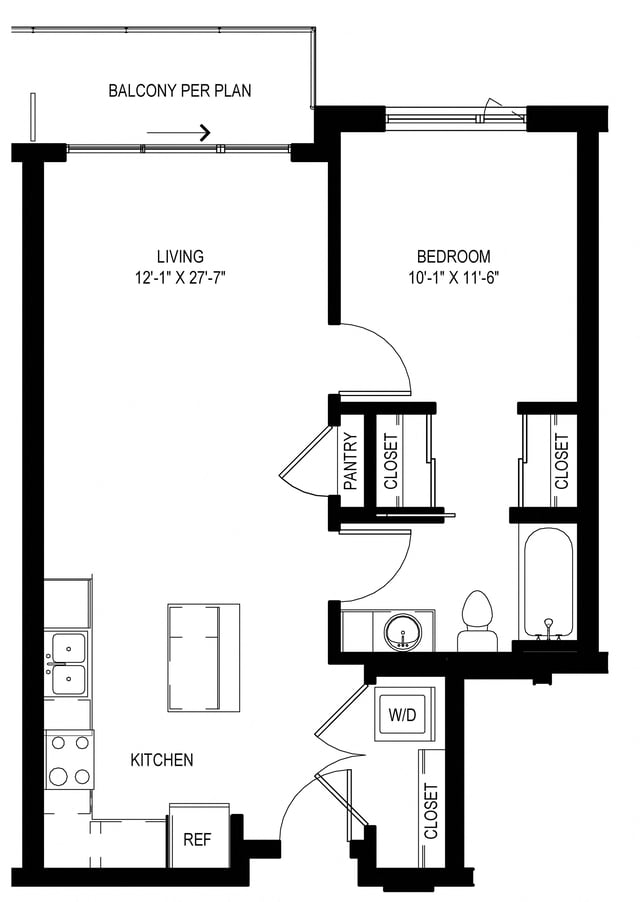 One Bedroom B4 floor plan