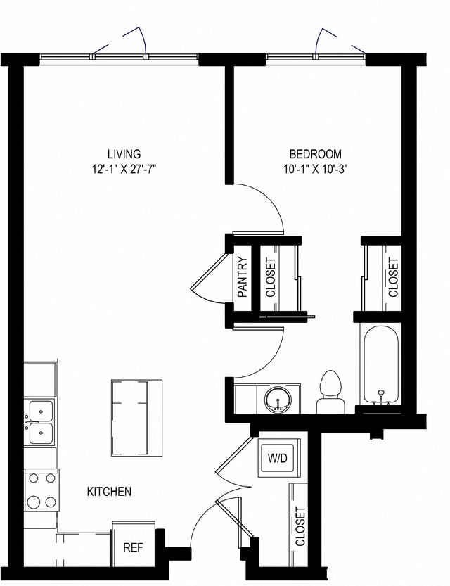 One Bedroom B3 floor plan