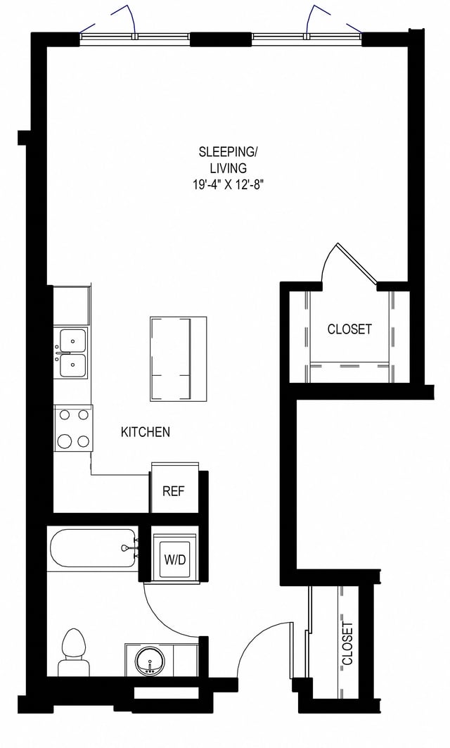 Studio 1 Bath A9 floor plan
