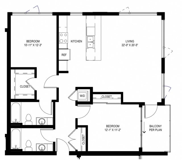 Two Bedroom C1 floor plan