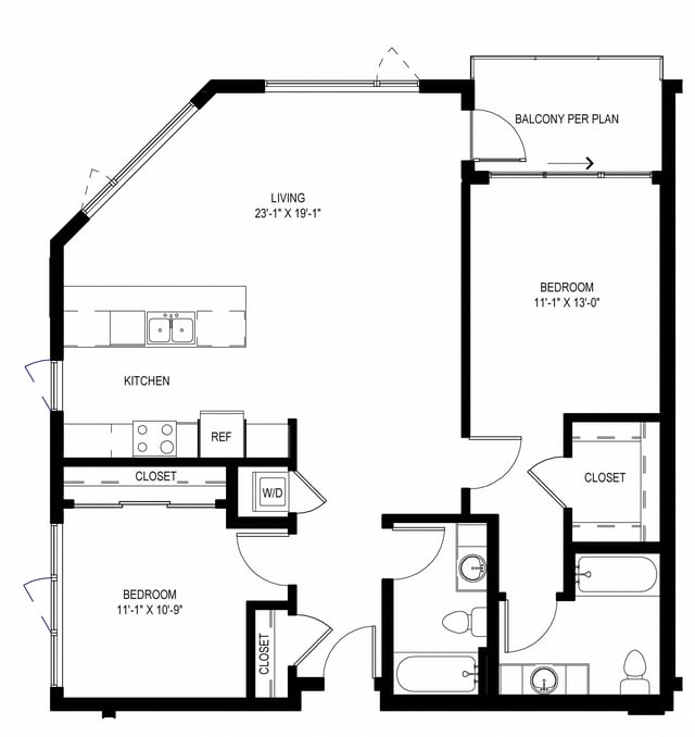 Two Bedroom C2 floor plan