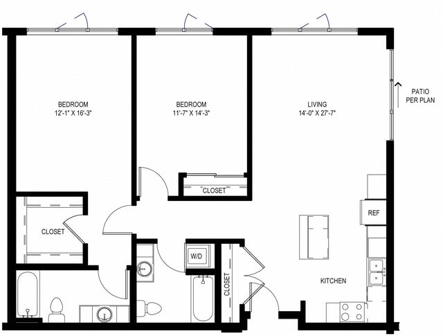 Two Bedroom C6 floor plan