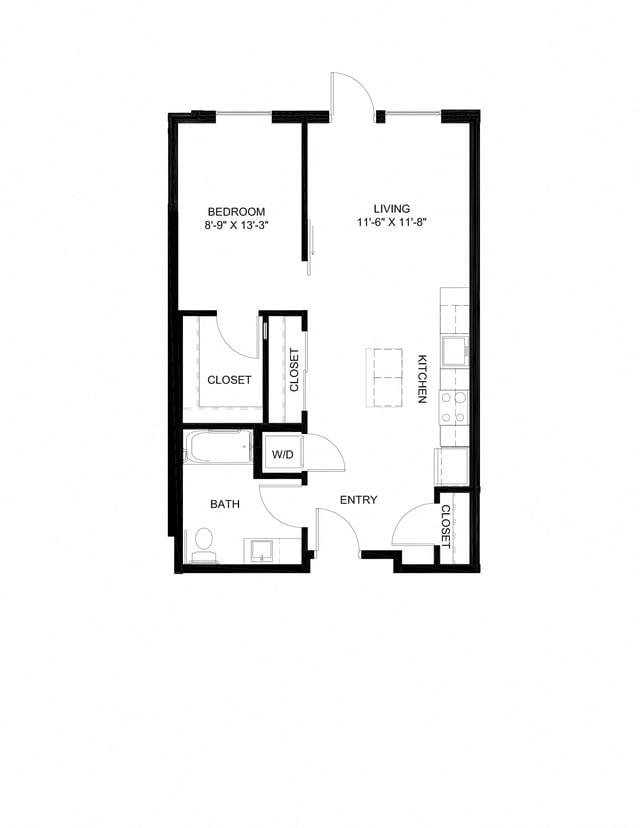 One Bedroom B3 floor plan