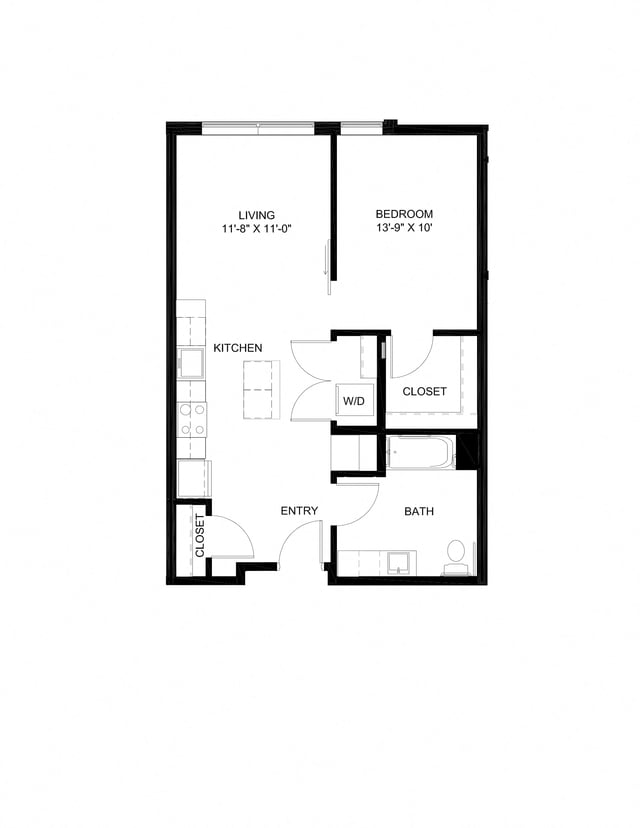 One Bedroom B4 floor plan