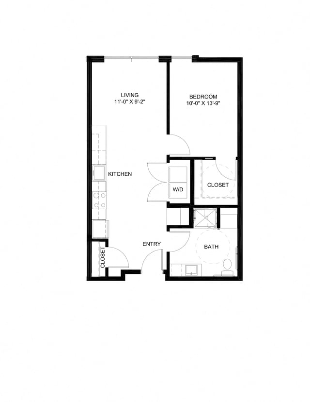 One Bedroom B4-A floor plan