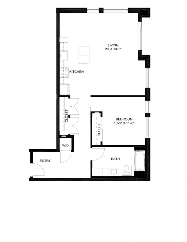 One Bedroom B6 floor plan