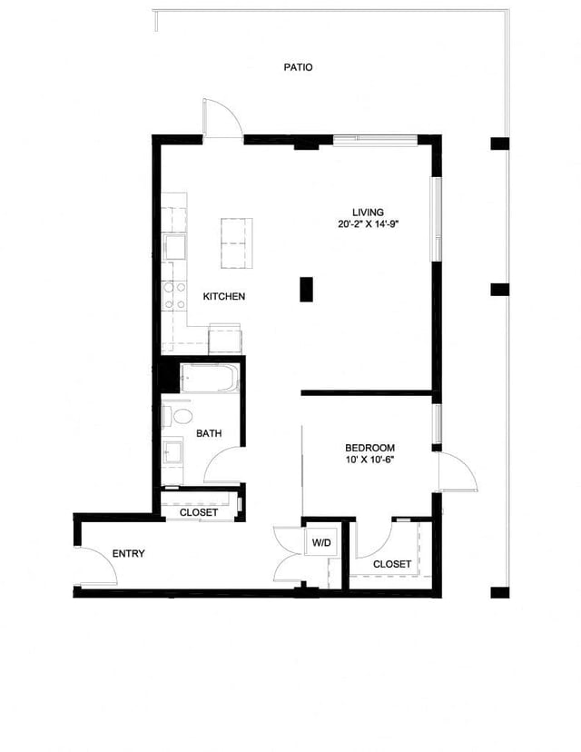 One Bedroom E2 floor plan