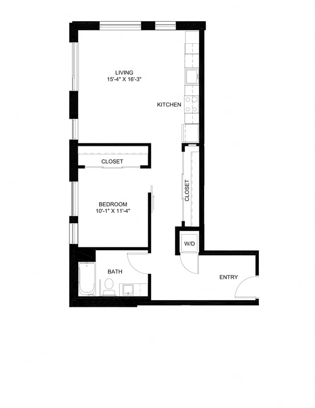 One Bedroom B7 floor plan