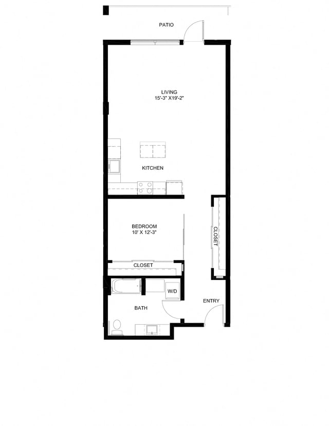 One Bedroom E5 floor plan