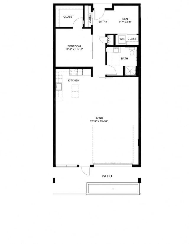 One Bedroom Townhouse F2 floor plan