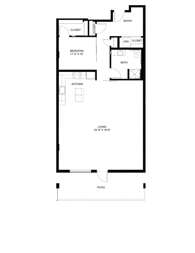 One Bedroom Townhouse F3 floor plan