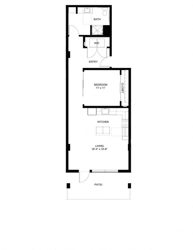 One Bedroom Townhouse F4-A floor plan