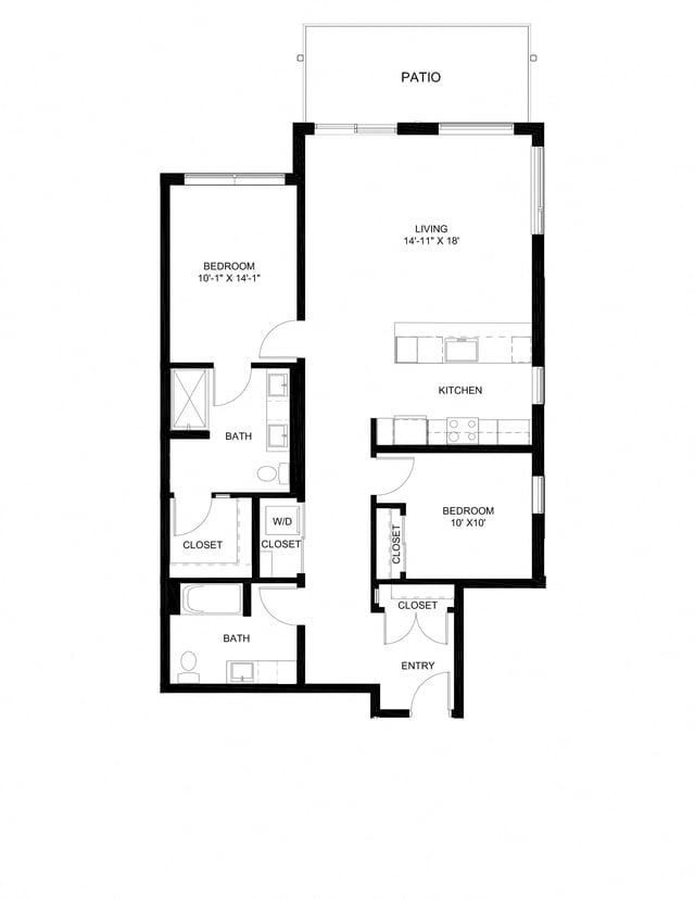 Two Bedroom D2 floor plan
