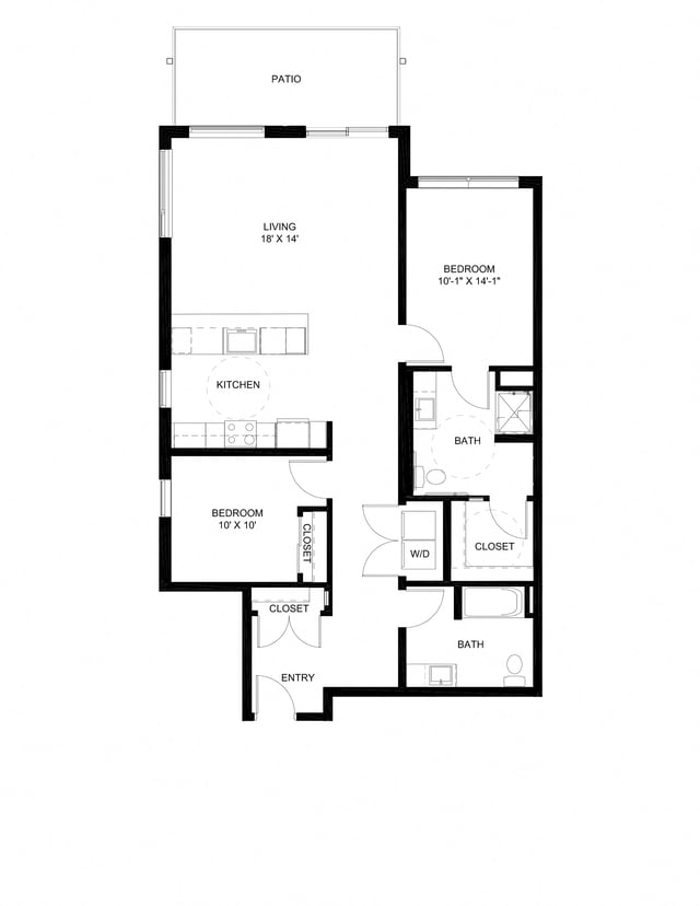 Two Bedroom D2-A floor plan