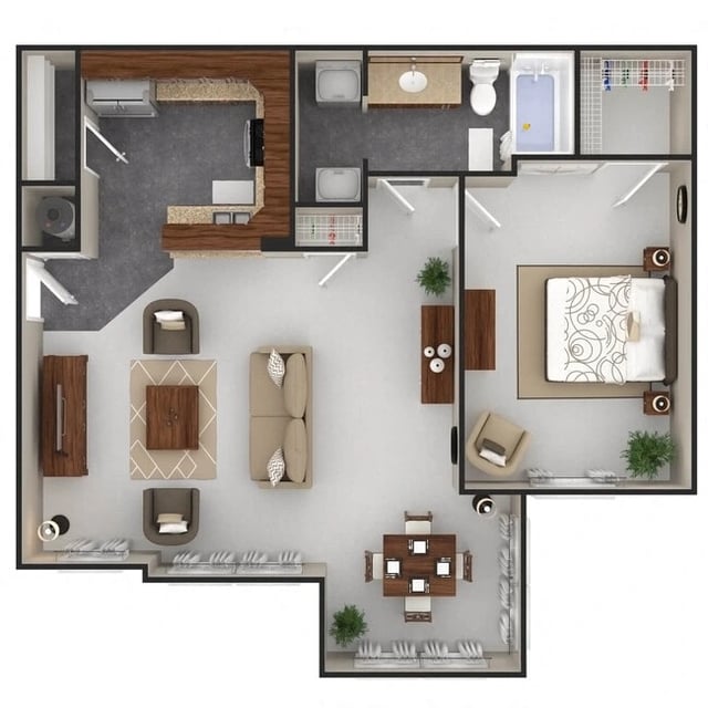1 Bed with Flex Space and Optional Fireplace