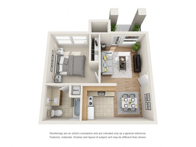 Phase II - 1 Bed 1 Bath floor plan