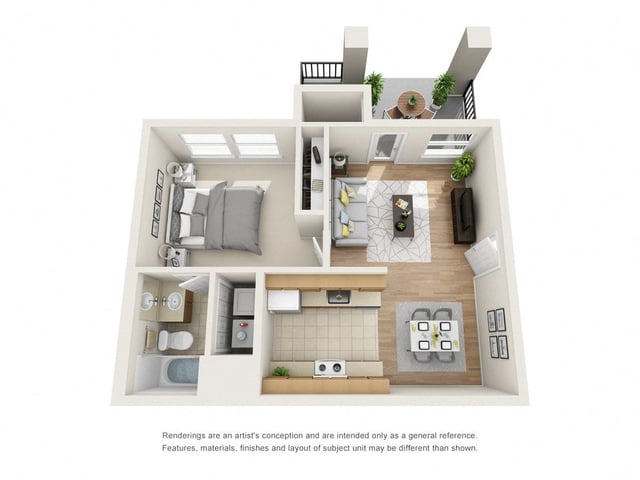 Phase II - 1 Bed 1 Bath floor plan