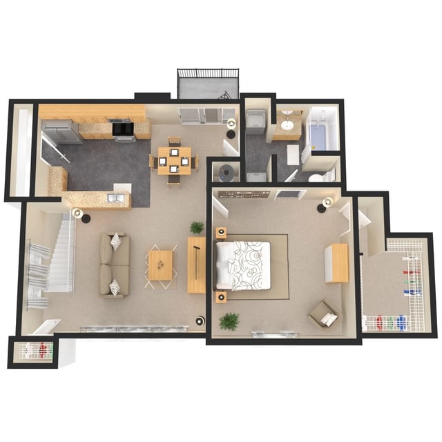 1 Bed Loft + $125 Attached Garage (fireplace optional) floor plan