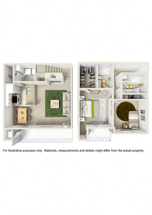 2 Bed 2.5 Bath Townhome floor plan