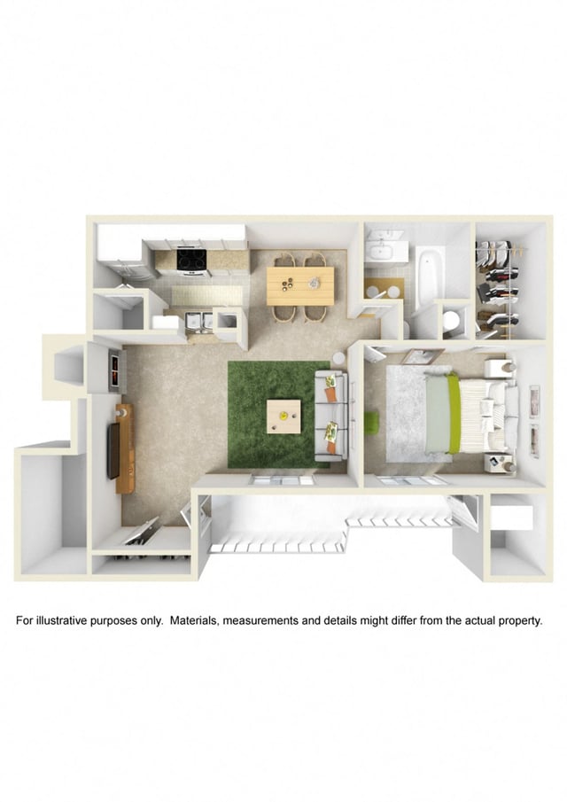 1 Bed (No Loft) floor plan