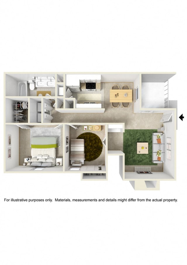 2 Bed 1 Bath Flat floor plan