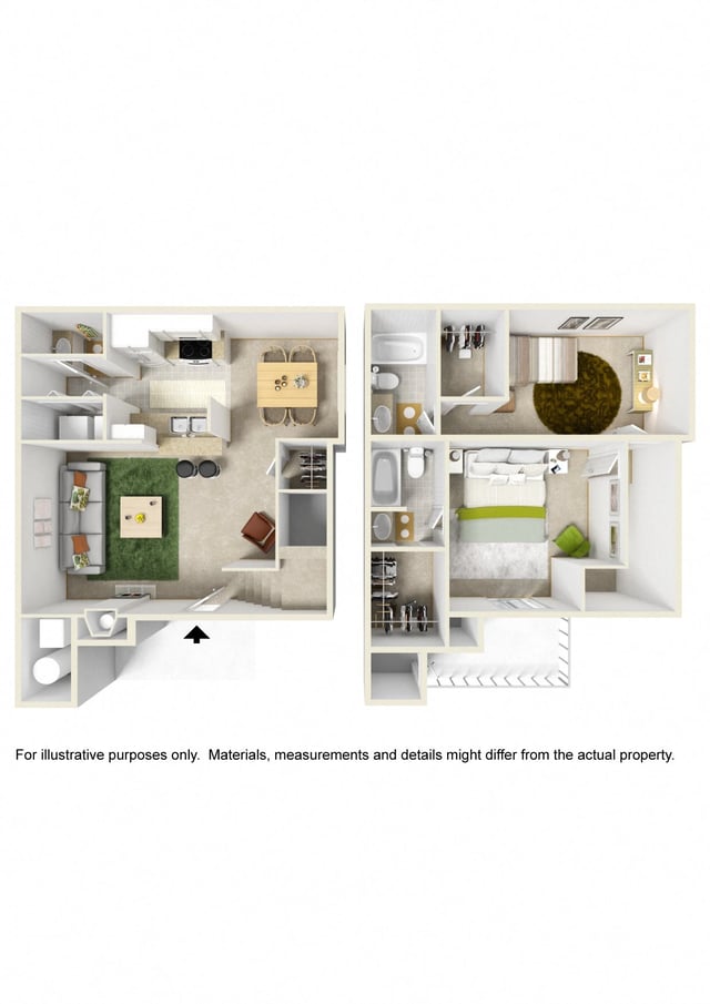 2 Bed 2.5 Bath Townhome (Corner Unit) floor plan