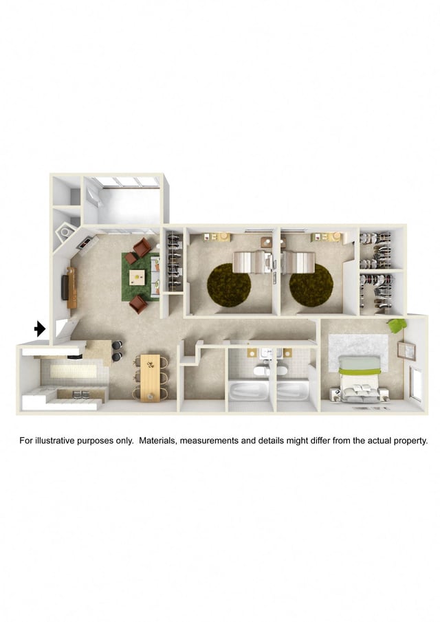 3 Bedroom 2 Bath floor plan