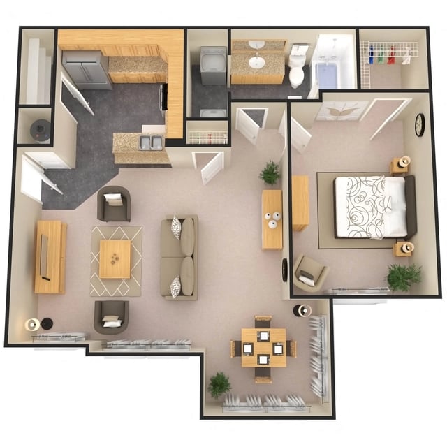 1 Bed 1 Bath w/ Flex Space (Fireplace Optional) floor plan