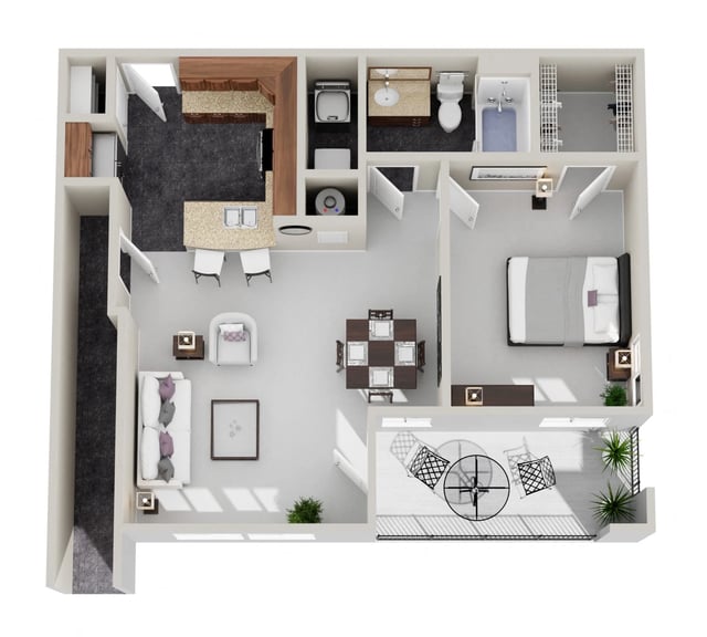 1 Bed 1 Bath floor plan