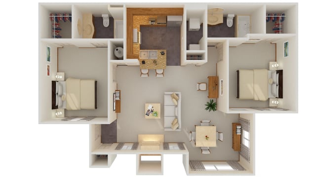 2 Bed 2 Bath w/ Flex Space (Fireplace Optional) floor plan