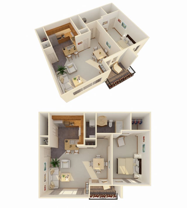 1 Bed 1 Bath (Fireplace Optional) floor plan
