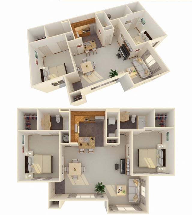 2 Bed 2 Bath w/ Flex Space (Fireplace Optional) floor plan
