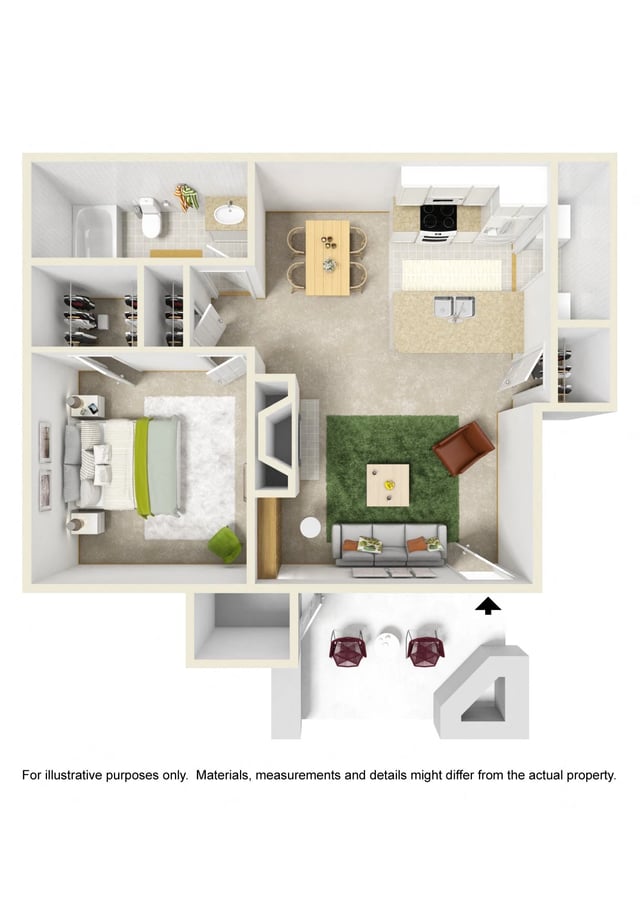 1 Bed 1 Bath floor plan