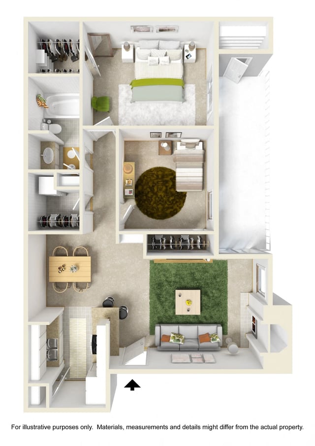 Two Bed One Bath floor plan