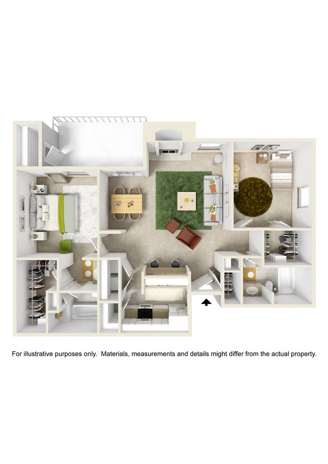 Two Bed Two Bath floor plan