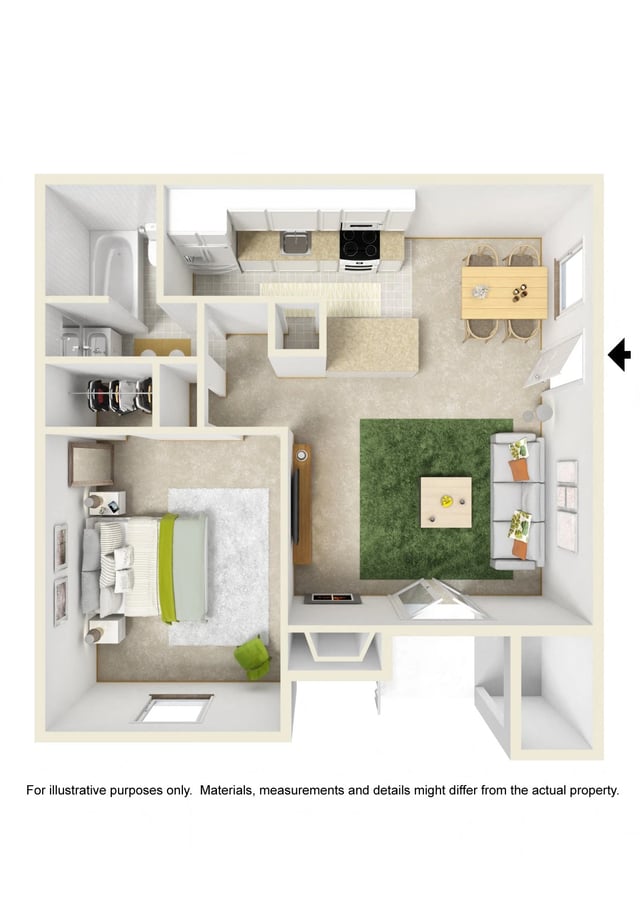 1 Bed (Fireplace Optional) floor plan