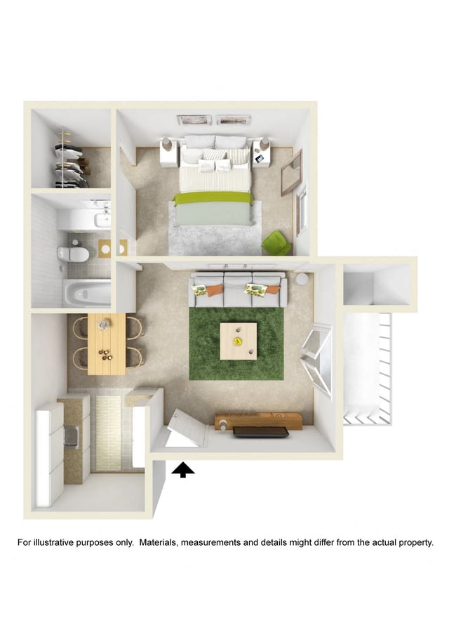 Junior 1 Bed floor plan