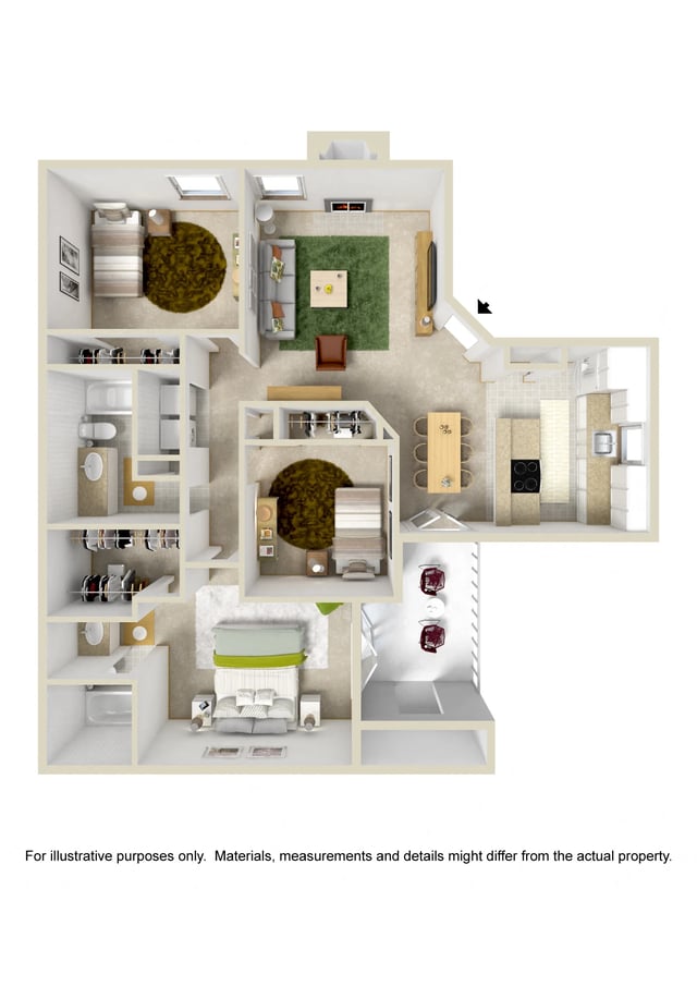 3 Bed w/ Fireplace floor plan