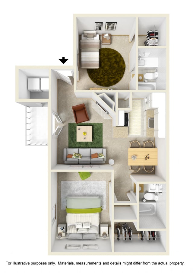 2 Bed (Fireplace Optional) floor plan