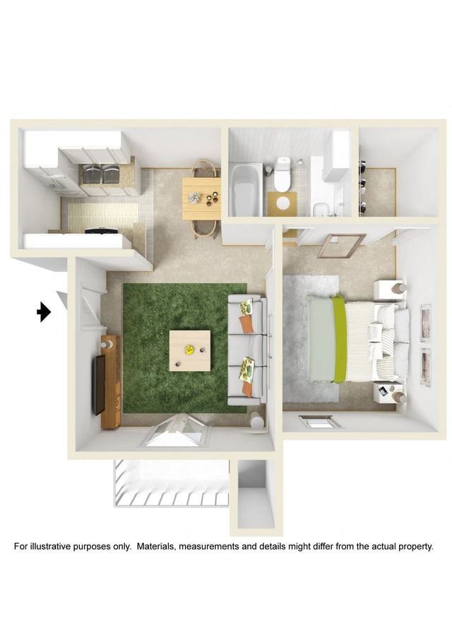 SMALL ONE BEDROOM ONE BATH floor plan