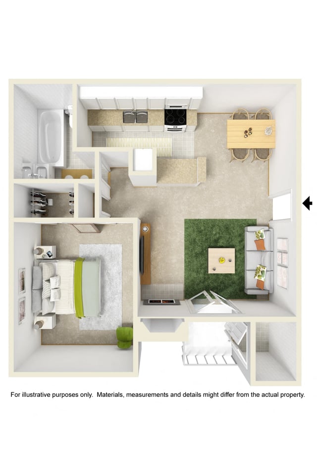 LARGE ONE BEDROOM ONE BATH floor plan